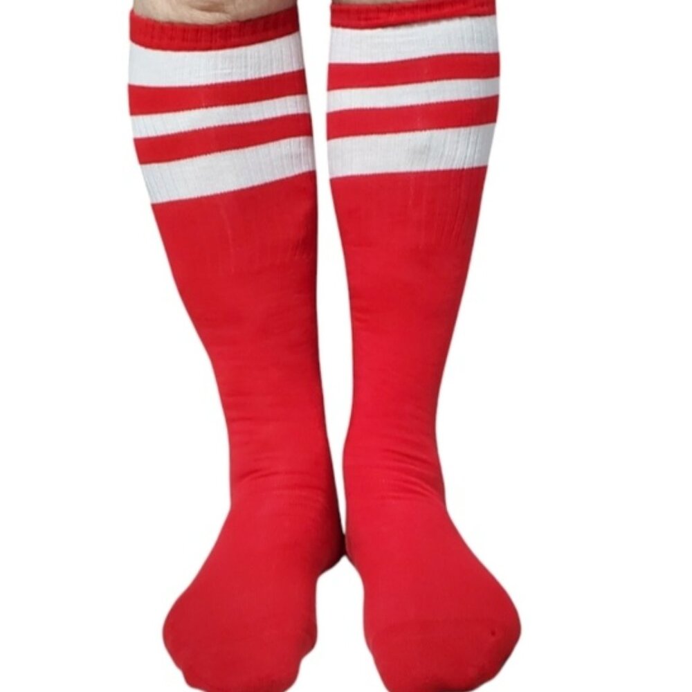 NWT ERL Tube Red and White Striped Knee-High Socks sz M